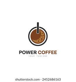 Power Coffee Logo Design Template Flat Style Design Vector