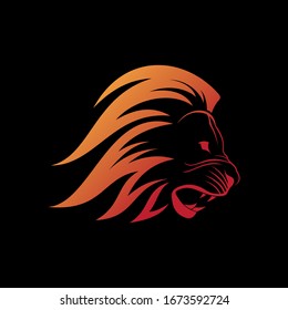 power in color head lion vector logo 