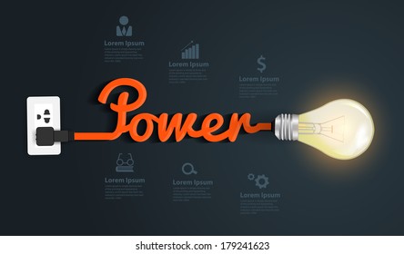 Power Concept, Creative Light Bulb Idea Abstract Infographic  Layout, Diagram, Step Up Options, Vector Illustration Modern Design Template