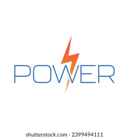 power concept with lightning symbol. lightning symbol and word power. power logo