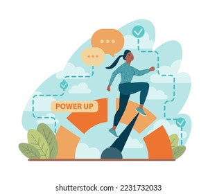 Power up concept. Vital energy, strength, inspiration, aspiration. New beggining, start up idea Flat vector illustration