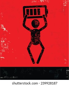 Power concept,human resource on red background,grunge vector
