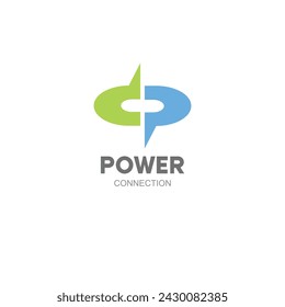 Power Connection Logo Design - Diseño de Logo Creativo para la letra CP