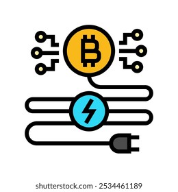 power consumption cryptocurrency mining color icon vector. power consumption cryptocurrency mining sign. isolated symbol illustration