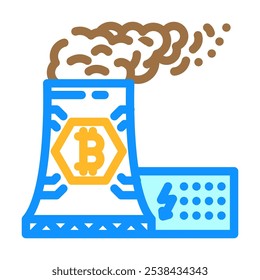 Vector de iconos de color de minería de criptomonedas de consumo de energía. signo de minería de criptomonedas de consumo de energía. ilustración de símbolo aislado