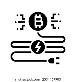 power consumption cryptocurrency mining glyph icon vector. power consumption cryptocurrency mining sign. isolated symbol illustration