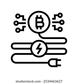 power consumption cryptocurrency mining line icon vector. power consumption cryptocurrency mining sign. isolated contour symbol black illustration