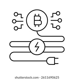 power consumption cryptocurrency mining line icon vector. power consumption cryptocurrency mining sign. isolated contour symbol black illustration