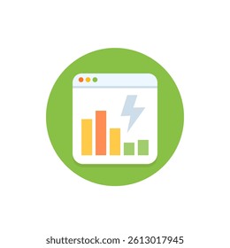 power consumption dashboard icon, flat vector design