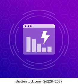 power consumption dashboard icon, vector