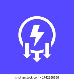 power consumption decrease icon, electricity concept