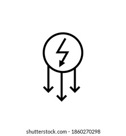power consumption decrease icon on white background, vector