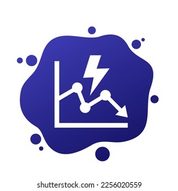 power consumption decrease, reduction icon, vector