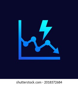 power consumption decrease and reduction vector icon