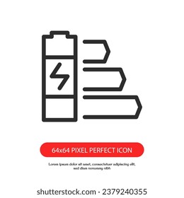 nivel de consumo de energía ícono de píxel perfecto para aplicación web o móvil
