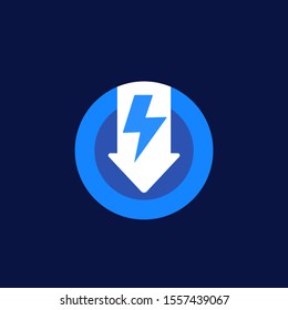 power consumption reduction icon, vector