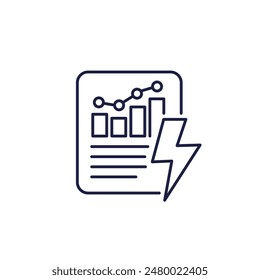 power consumption report icon, line vector