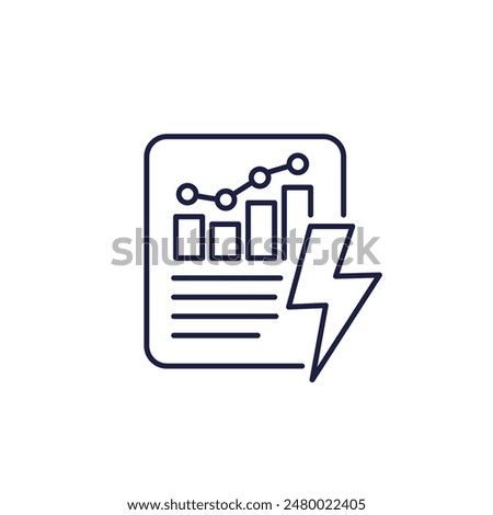 power consumption report icon, line vector