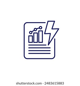power consumption report line icon on white