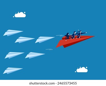 power to control. Businessman leads other paper airplanes 