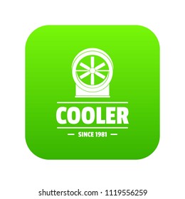 Power cooler icon green vector isolated on white background