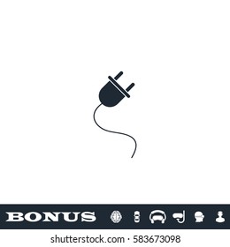 Power cord icon flat. Black pictogram on white background. Vector illustration symbol and bonus button