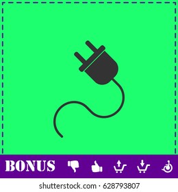 Power cord icon flat. Simple vector symbol and bonus icon