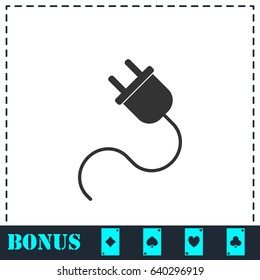 Power cord icon flat. Simple vector symbol and bonus icon