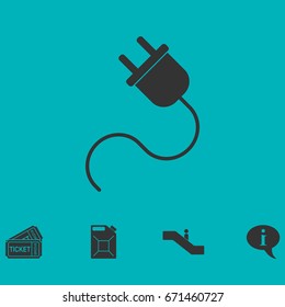 Power cord icon flat. Simple vector symbol and bonus icon