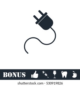 Power cord icon flat. Vector illustration symbol and bonus pictogram