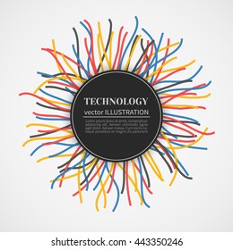 Power cord from the multicolored wires with place for text