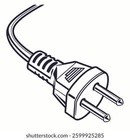 Power Cord vector line art on white background