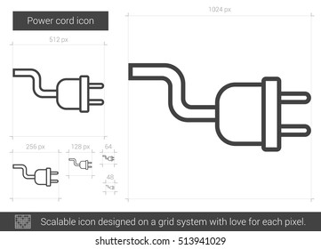Icono de línea vectorial de cable de alimentación aislado en fondo blanco. Icono de línea de cable de alimentación para infografía, sitio web o aplicación. Icono escalable diseñado en un sistema de cuadrícula.