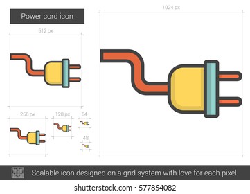 Icono de línea vectorial de cable de alimentación aislado en fondo blanco. Icono de línea de cable de alimentación para infografía, sitio web o aplicación. Icono escalable diseñado en un sistema de cuadrícula.