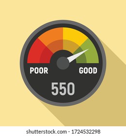 Power credit score icon. Flat illustration of power credit score vector icon for web design