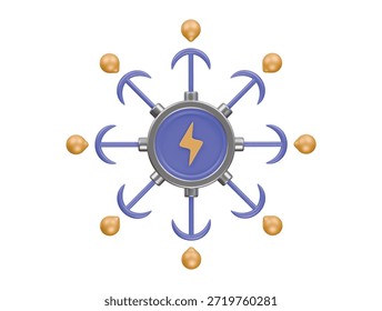 ícone de distribuição de energia renderização de ilustração 3d