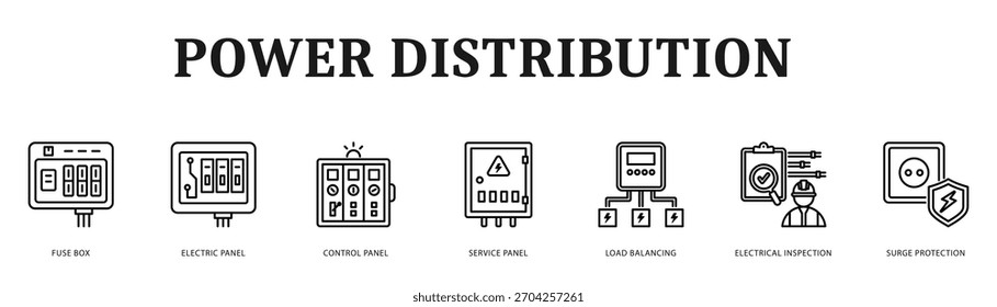 Ilustración de Anuncio de Web moderno y limpio con iconos temáticos para la comunicación visual