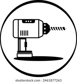 Taladro eléctrico con diseño de icono de Vector de broca trenzada de cobalto, símbolo del Día del Trabajo, signo del 1 de mayo, ilustración de stock del Día Internacional de los Trabajadores, concepto de máquina de perforación sin cuerda