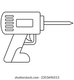 Power Drill line art illustration. Vector illustration with construction theme. Labor.