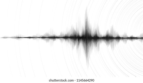 Power of  Earthquake Wave With Circle Vibration Line White paper background,audio wave diagram concept,design for education and science,Vector Illustration.