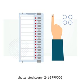 Macht der Wahlen - Pressing Button auf Elektronische Musik Voting Machine - EVM - Stock Illustration als EPS 10 File