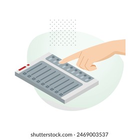 Power of Elections -Pressing Button on Electronic Voting Machine - EVM - Stock Illustration as EPS 10 File