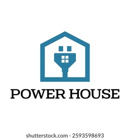 power electric house flat minimalist logo design