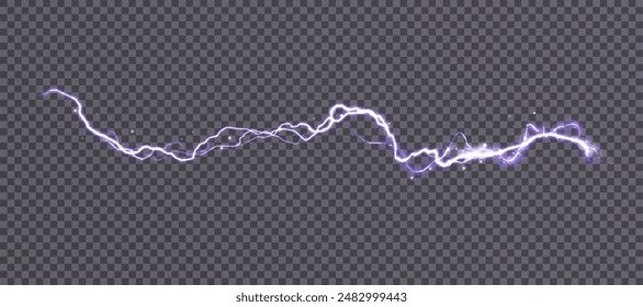 Power electrical energy lightning, lightning effect, bright light effect PNG. Lightning energy discharge effect isolated on transparent background for web design and illustrations.