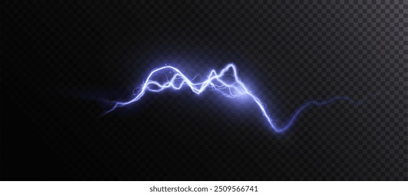 Power electrical energy lightning, lightning effect, bright light effect PNG. Lightning energy discharge effect isolated on transparent background for web design and illustrations. 
