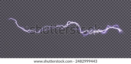 Power electrical energy lightning, lightning effect, bright light effect PNG. Lightning energy discharge effect isolated on transparent background for web design and illustrations.