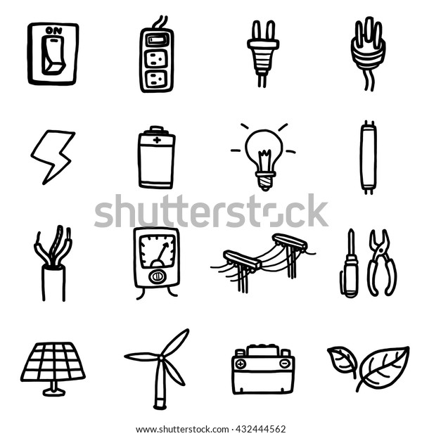 Power Electrical Objects Icons Set Cartoon Stock Vector (Royalty Free ...