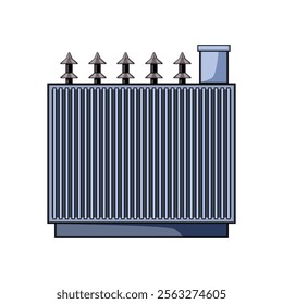 power electrical transformer cartoon. efficiency winding, insulation phase, frequency impedance power electrical transformer sign. isolated symbol vector illustration