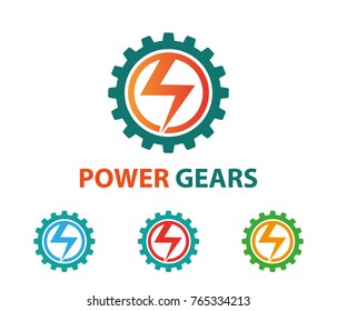 power electricity gear engine logo