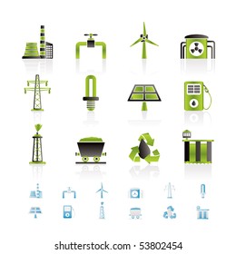 Power and electricity industry icons - vector icon set